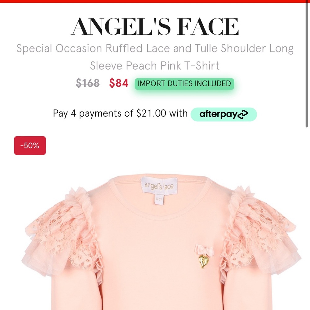 Angel’s face pink shirt new with tags size 10-11